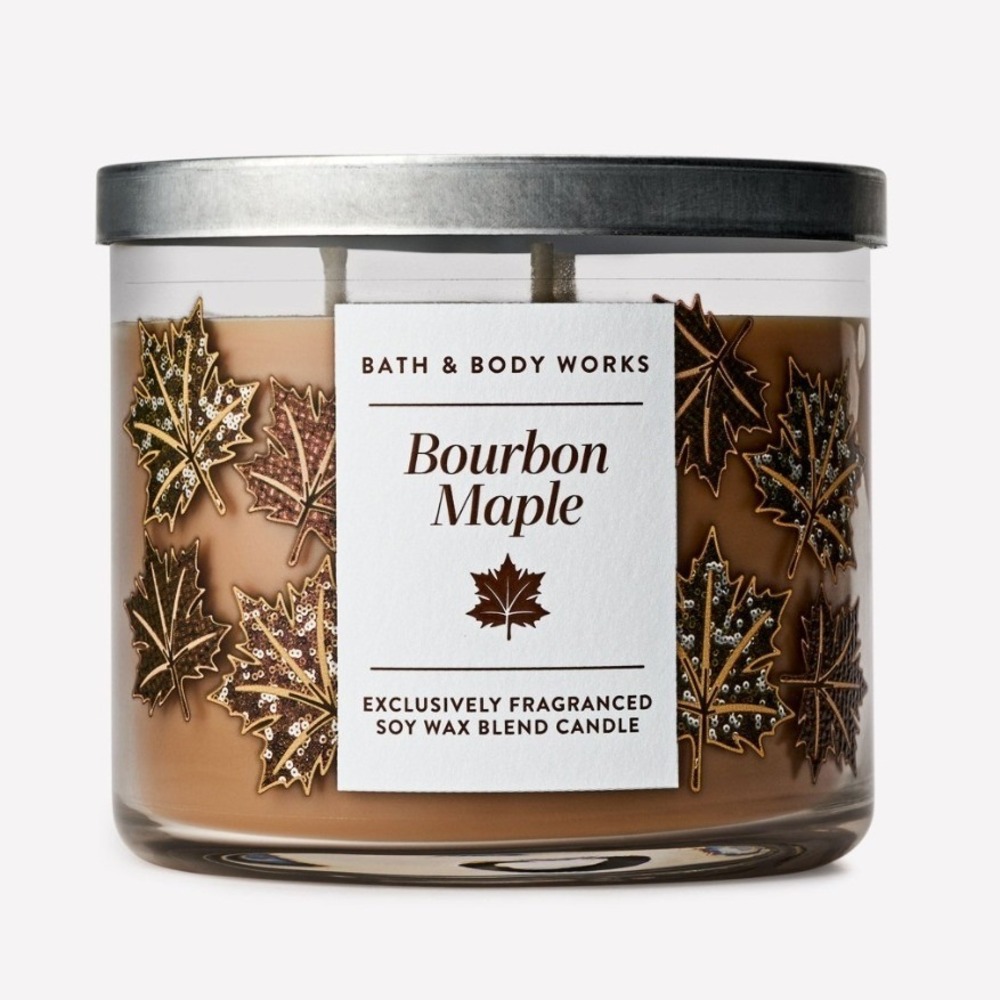 Bath & Body Works Bourbon Maple 3 Wick Scented Candle 14.5 oz Soy Wax Blend